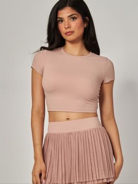Love Poem Women's Blush Pink Short Sleeve Crop Top. NWOT